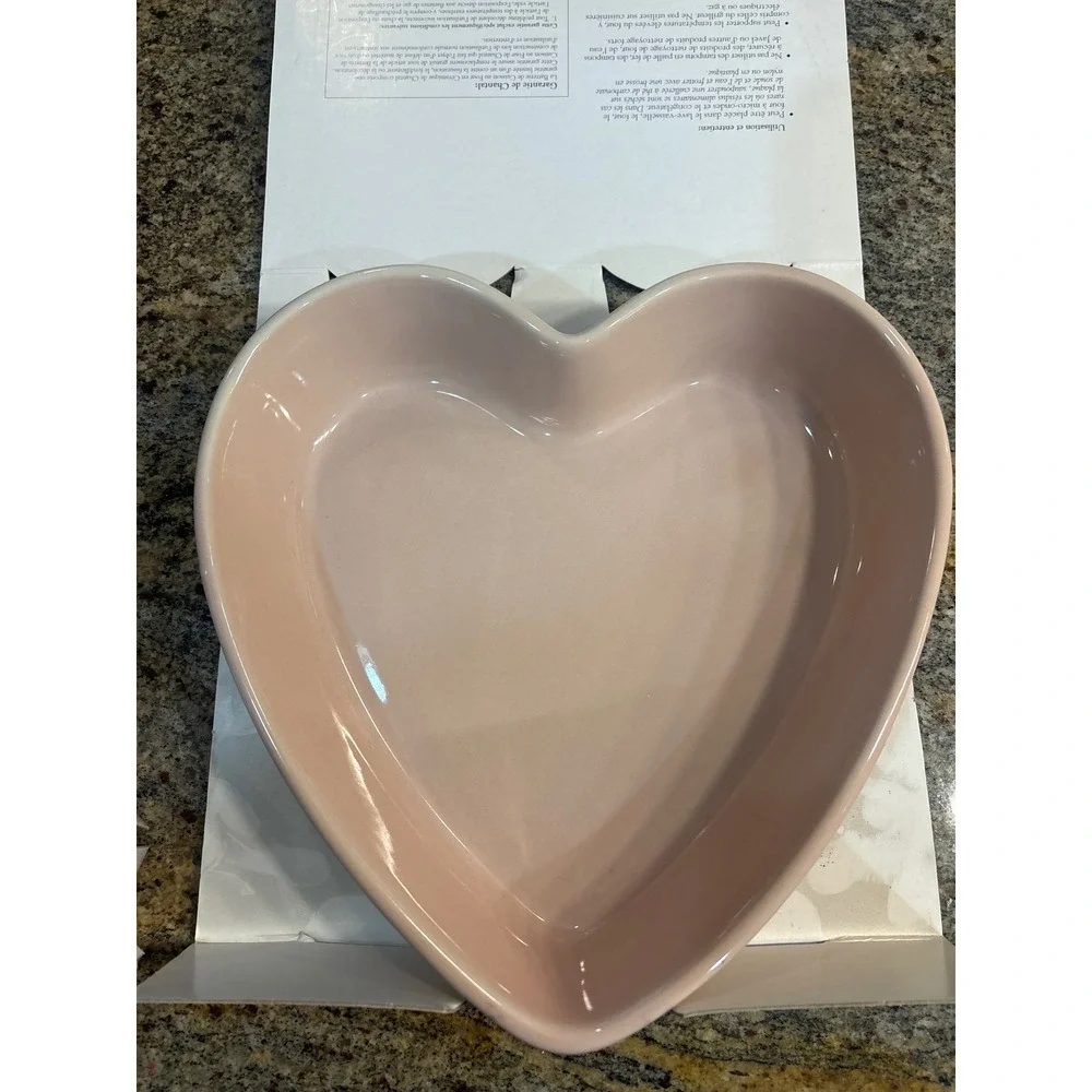 Vtg Chantal 3 of Hearts Pink Stoneware Baker 2qt & 2 Mini Ramekins Set 93-HB/03